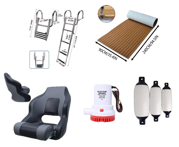 Marne seats, EVA mats, bilge pumps & ladders