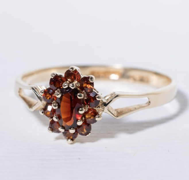 Vintage Garnet Poppy Petal Ring