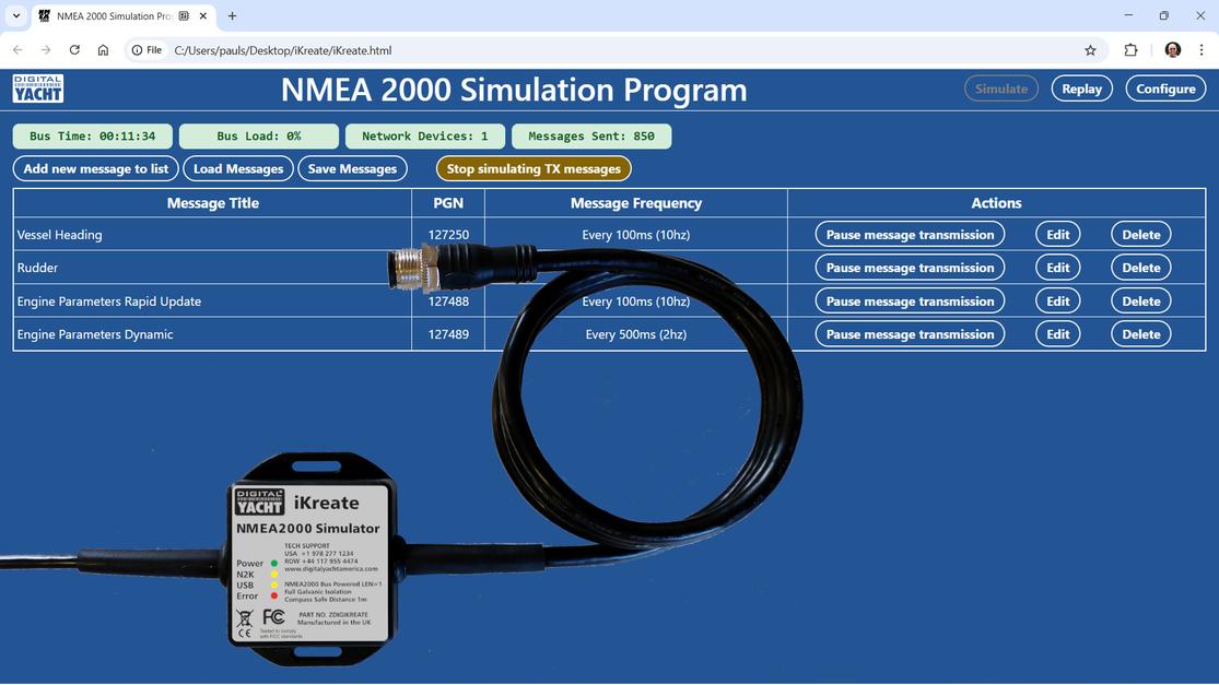 iKreate NMEA 2000 Simulator