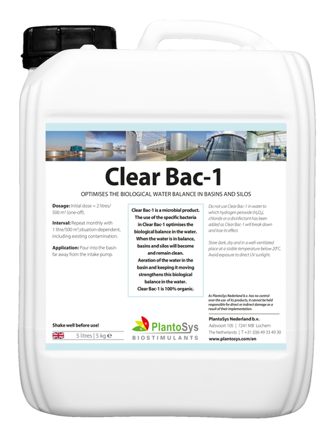 Clear Bac-1 for clean water in basins and silos.
