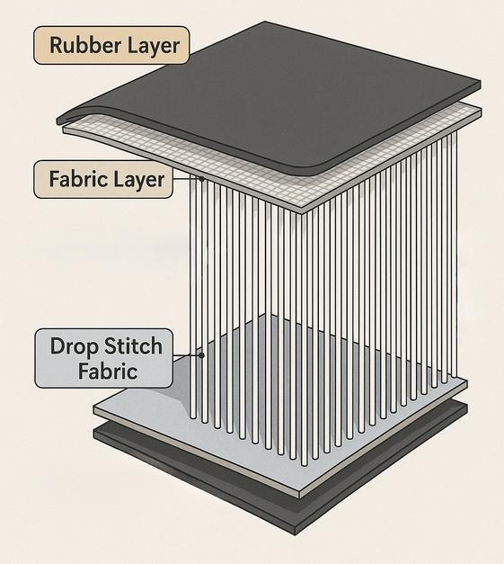 Rubber coated Drop Stitch fabric