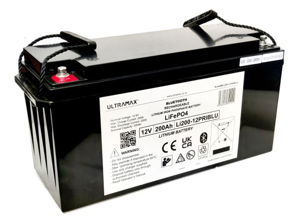 Ultramax 12v 200Ah Lithium LiFePO4 Battery (BLU)