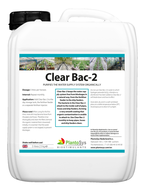 Clear Bac-2 for clean pipes, hoses and drippers
