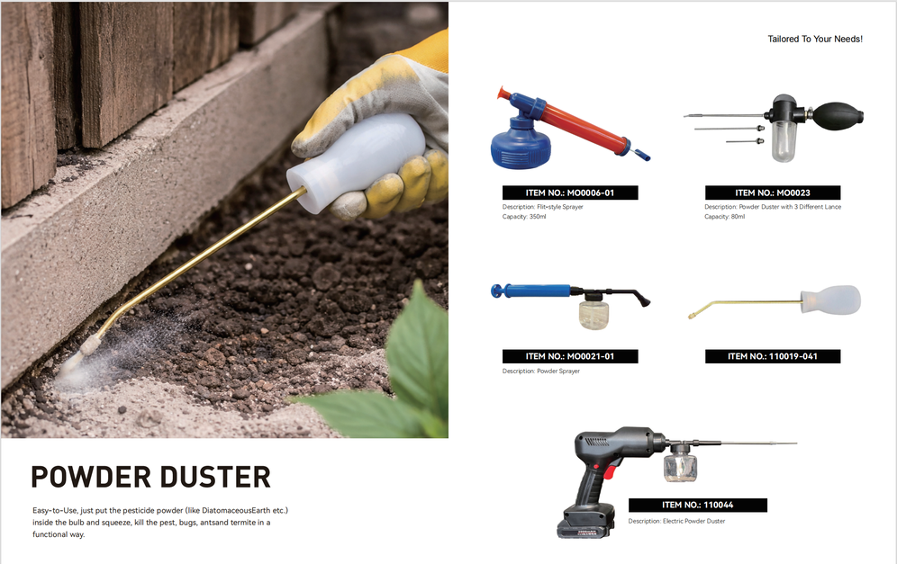 Powder Duster for Dispensing Pesticide Powder like Diatomaceous Earth etc.