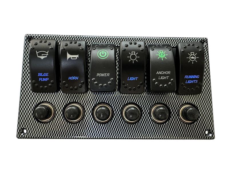 WATERPROOF SWITCH PANEL CARBON TYPE (EVAL Code 02123-6)